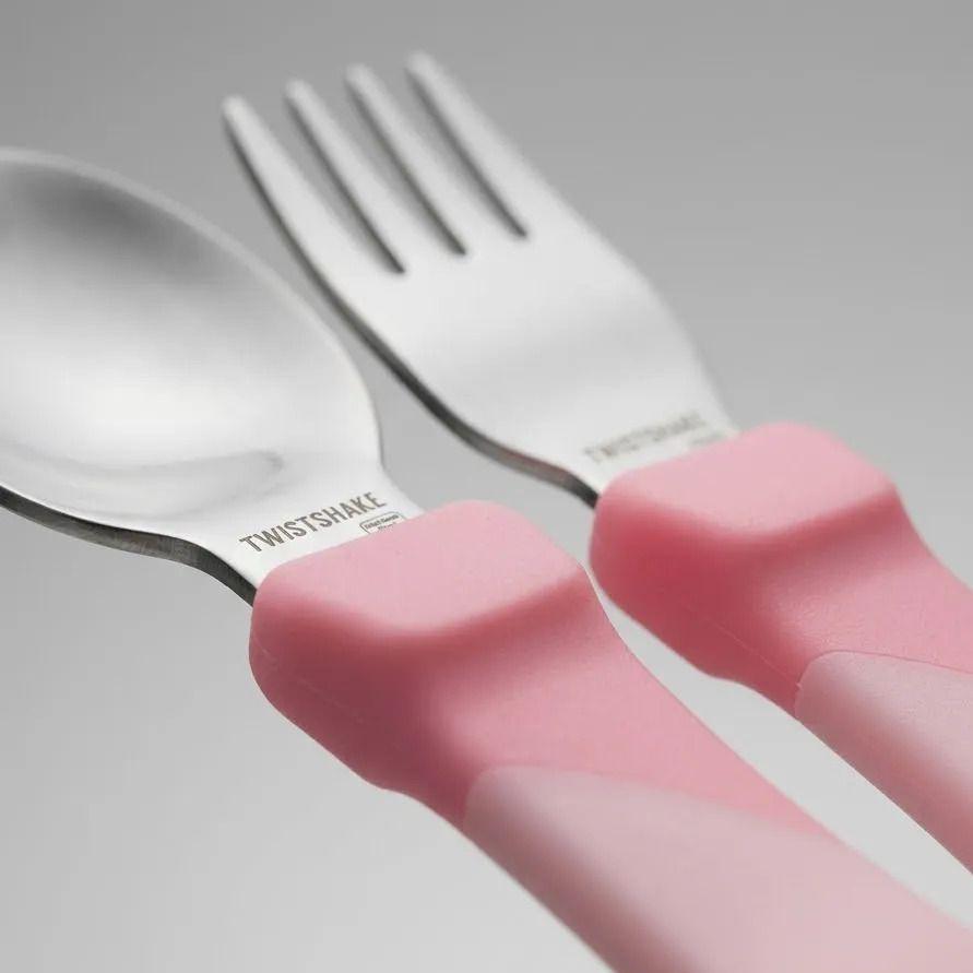 Set De Cubiertos Infantiles Rosa Acero Inoxidable Twistshake Rosa-4
