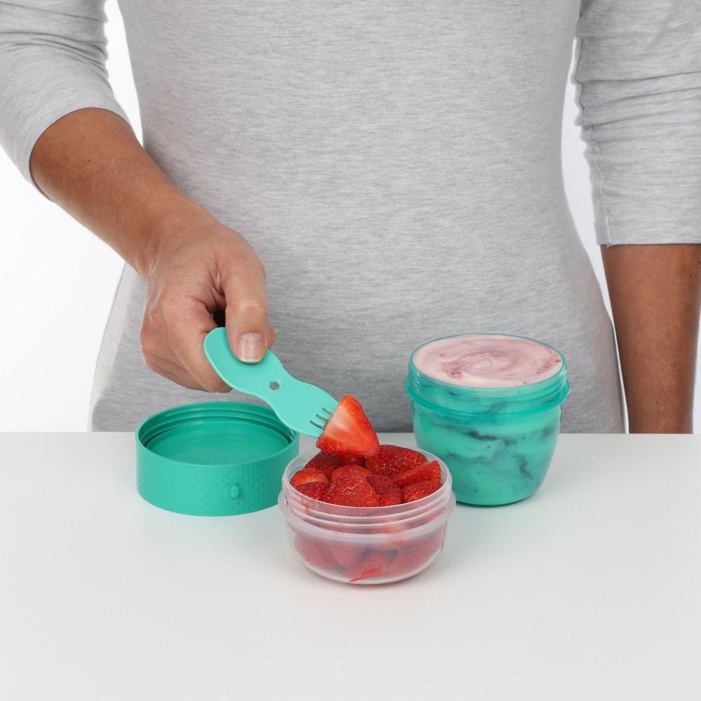 Porta Snack Sistema Azul 515ml Hermético Plástico 2 Compartimentos-2