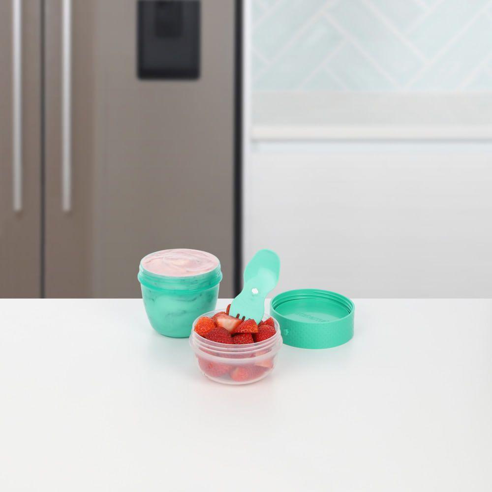 Porta Snack Sistema Azul 515ml Hermético Plástico 2 Compartimentos-4
