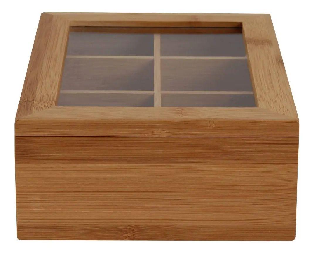 Caja Para Te E Infusiones Organizador De Madera Bambu 16x21-1