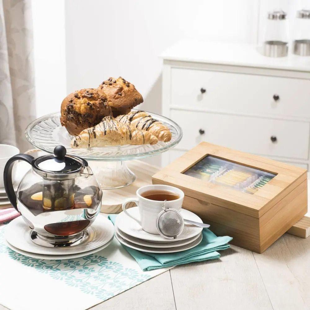 Caja Para Te E Infusiones Organizador De Madera Bambu 16x21-2