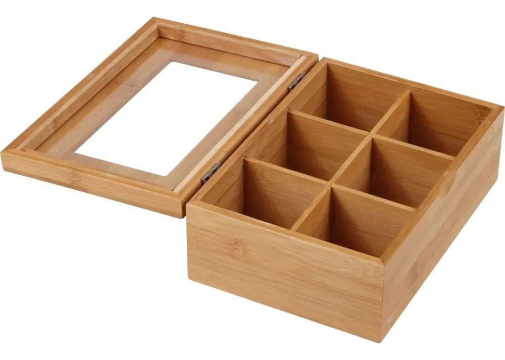 Caja Para Te E Infusiones Organizador De Madera Bambu 16x21-4