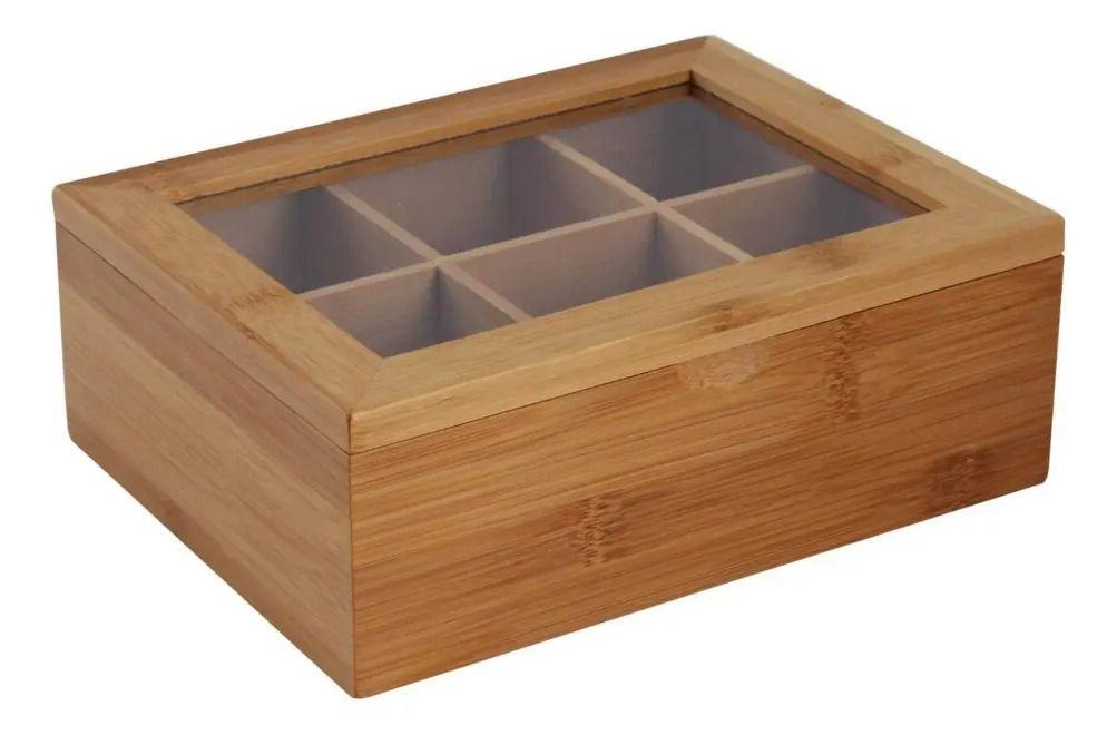 Caja Para Te E Infusiones Organizador De Madera Bambu 16x21-5