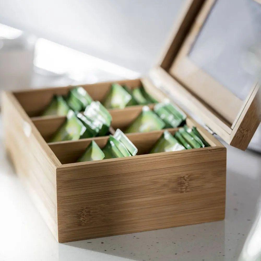 Caja Para Te E Infusiones Organizador De Madera Bambu 16x21-7