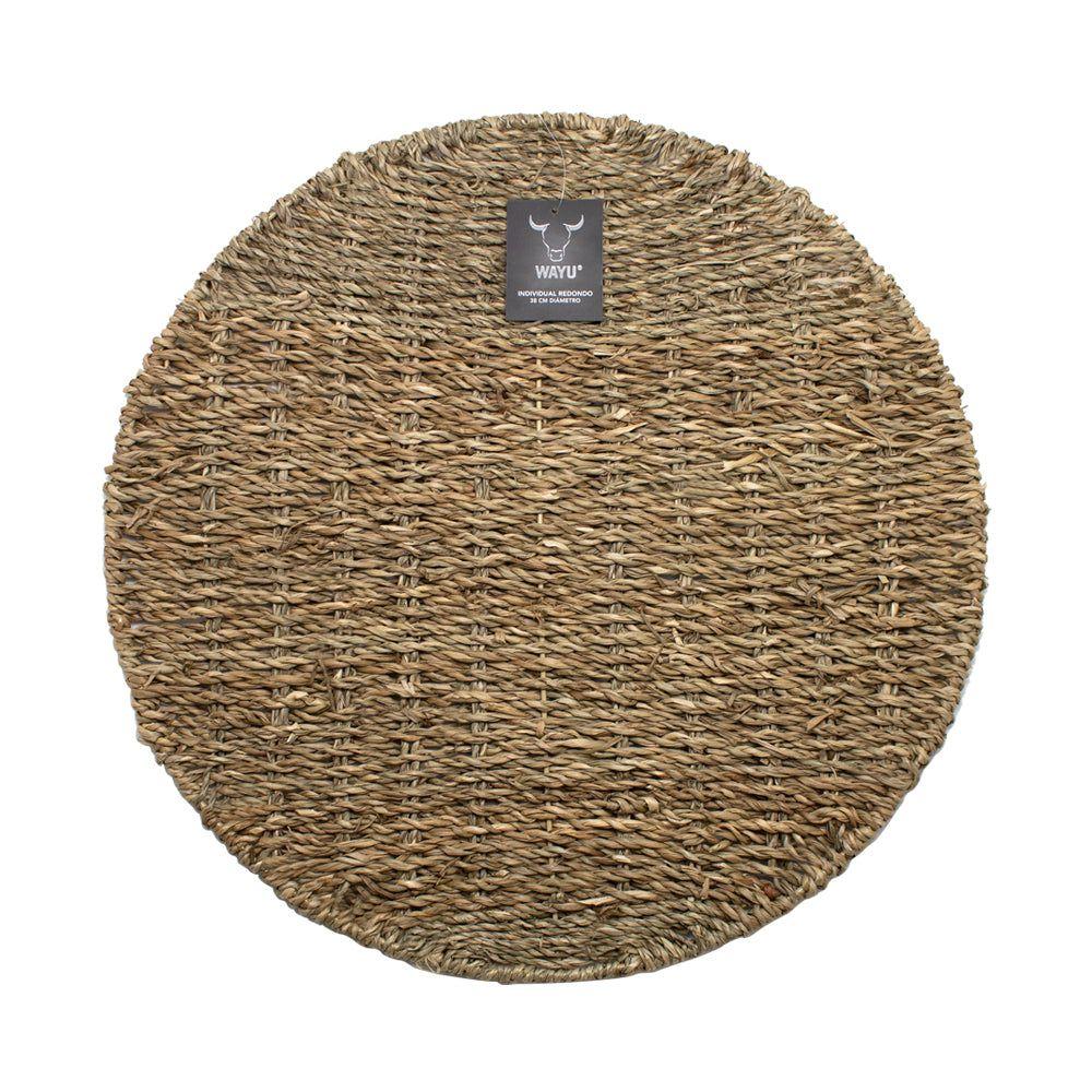 Set 4 Individuales Redondo Wayu 38cm Yute Cocina Pack X4 Natural Trenzado-0