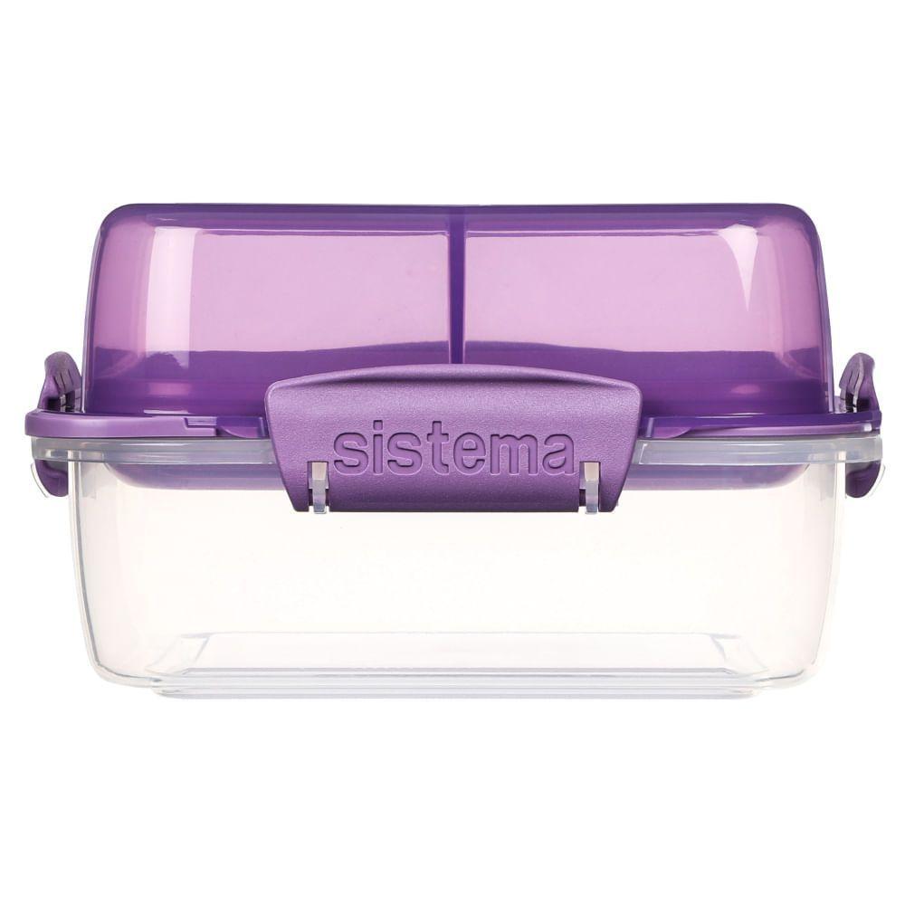 Recipiente Sistema To Go Cuadrado 1,24 L Con Divisiones Hermético Verde Claro-4