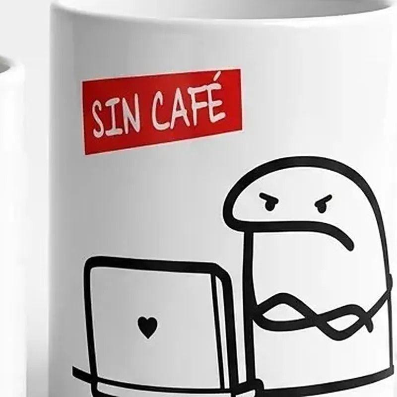 Tazón Taza Diseño Meme Flork Con Café Sin Café 320ml Blanco Café-5