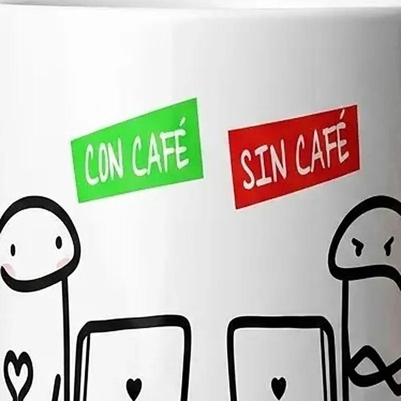 Tazón Taza Diseño Meme Flork Con Café Sin Café 320ml Blanco Café-6