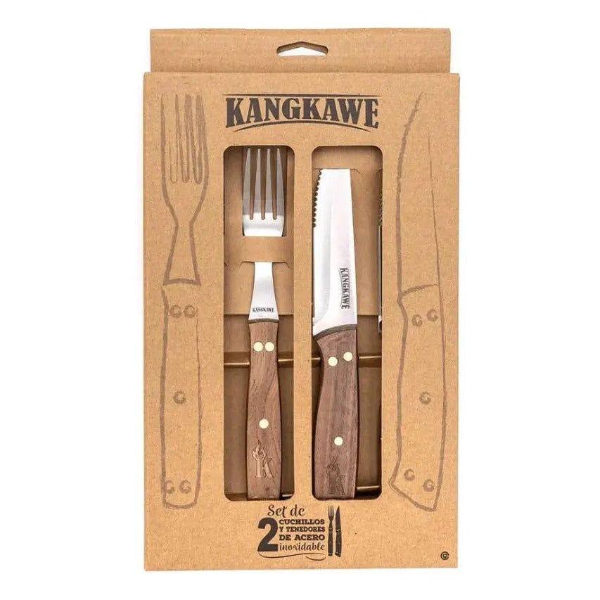 Set De 2 Cuchillos De 5 + 2 Tenedores Para Asado Kangkawe-0