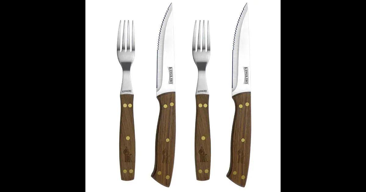 Set De 2 Cuchillos De 5 + 2 Tenedores Para Asado Kangkawe-3