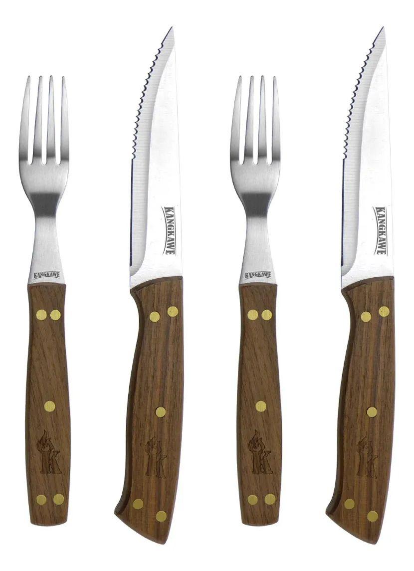 Set De 2 Cuchillos De 5 + 2 Tenedores Para Asado Kangkawe-5