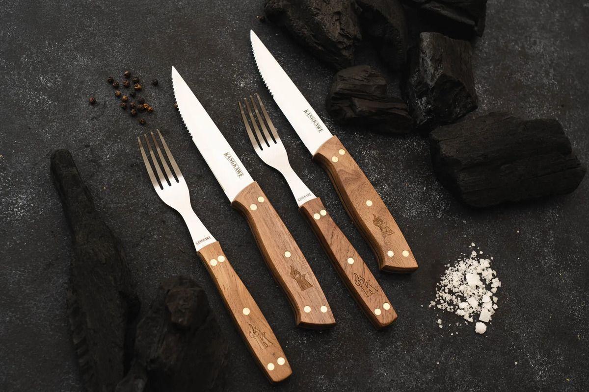 Set De 2 Cuchillos De 5 + 2 Tenedores Para Asado Kangkawe-7