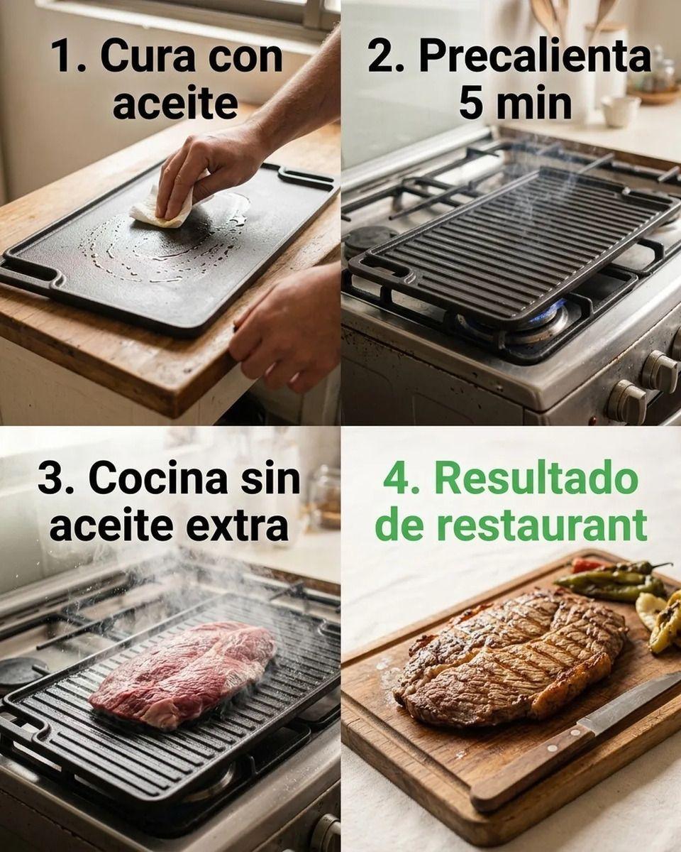 Plancha Churrasquera Hierro 46x26cm Fierro Fundido Negro-7