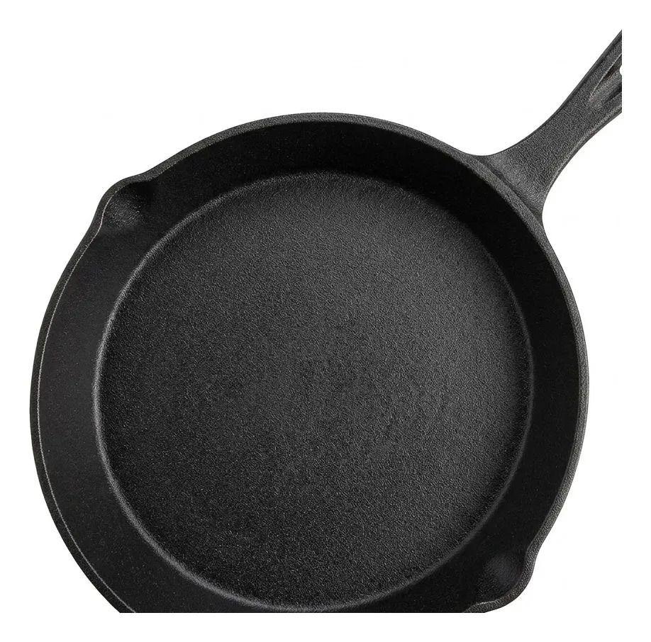 Sarten Hierro Fundido 20cm Redondo Cocina Asado Parrilla Negro-2