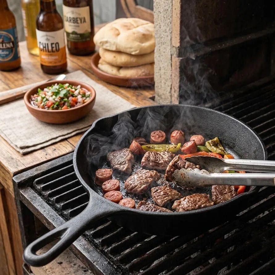 Sarten Hierro Fundido 20cm Redondo Cocina Asado Parrilla Negro-3