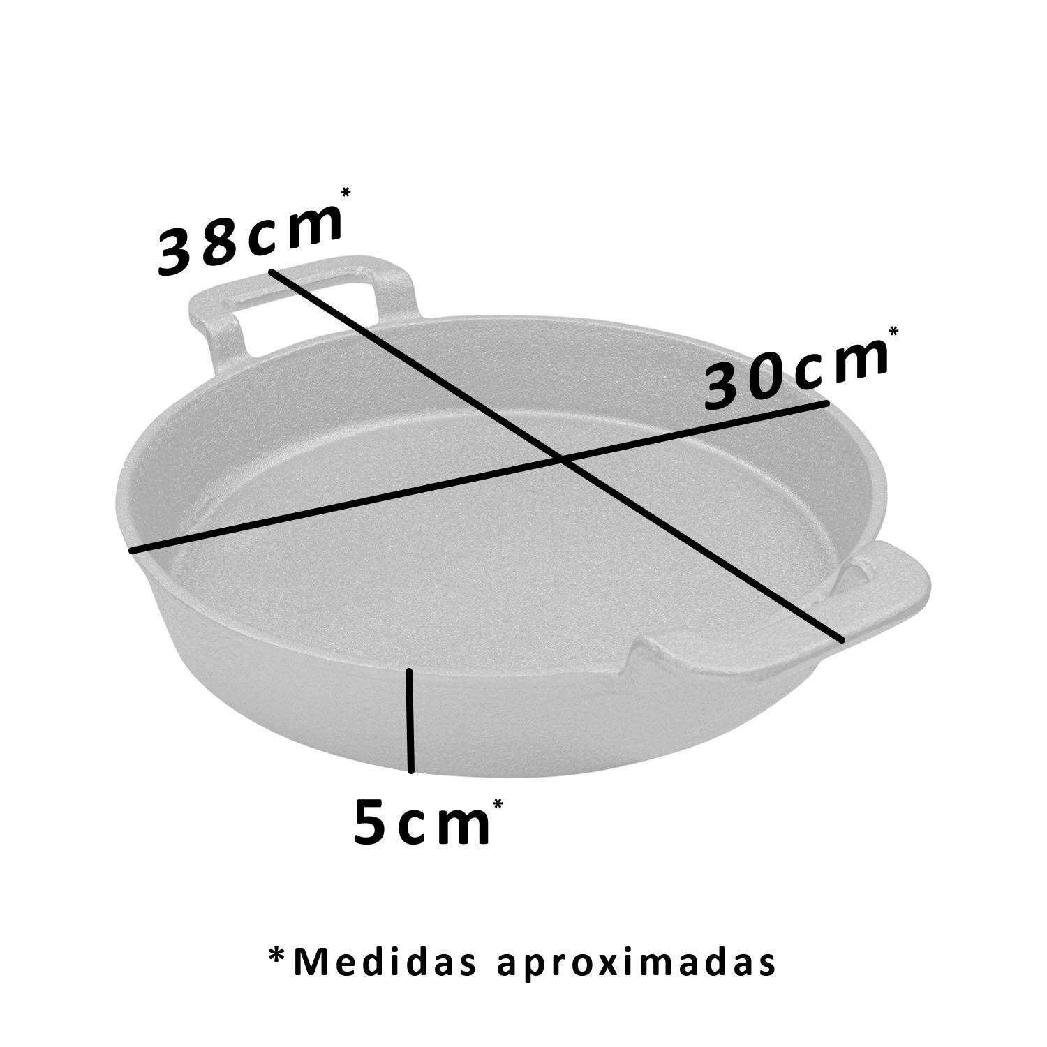Sartén Con Asas Hierro Fundido 30cm Premium Cocina Grilltech Negro-3