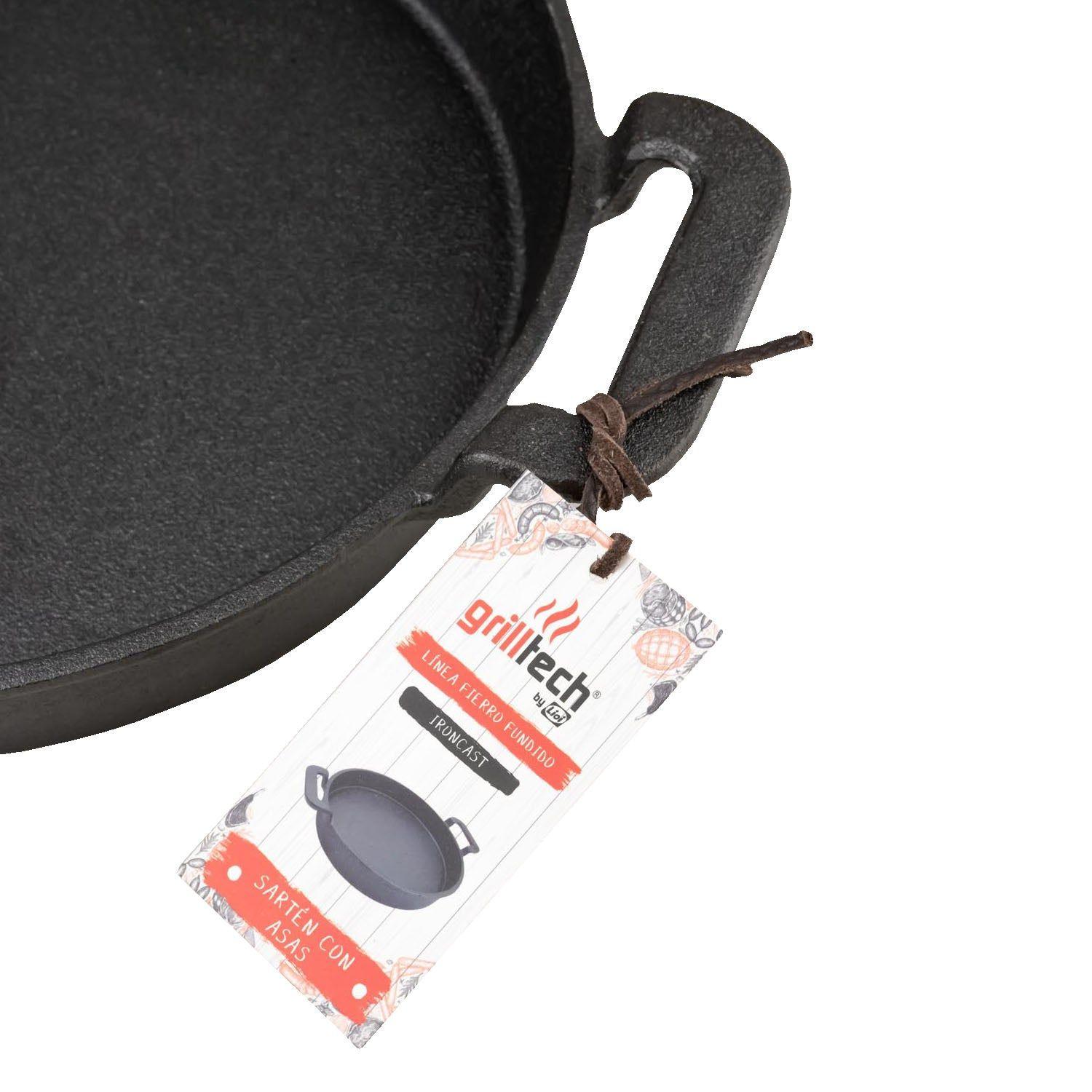Sartén Con Asas Hierro Fundido 30cm Premium Cocina Grilltech Negro-6