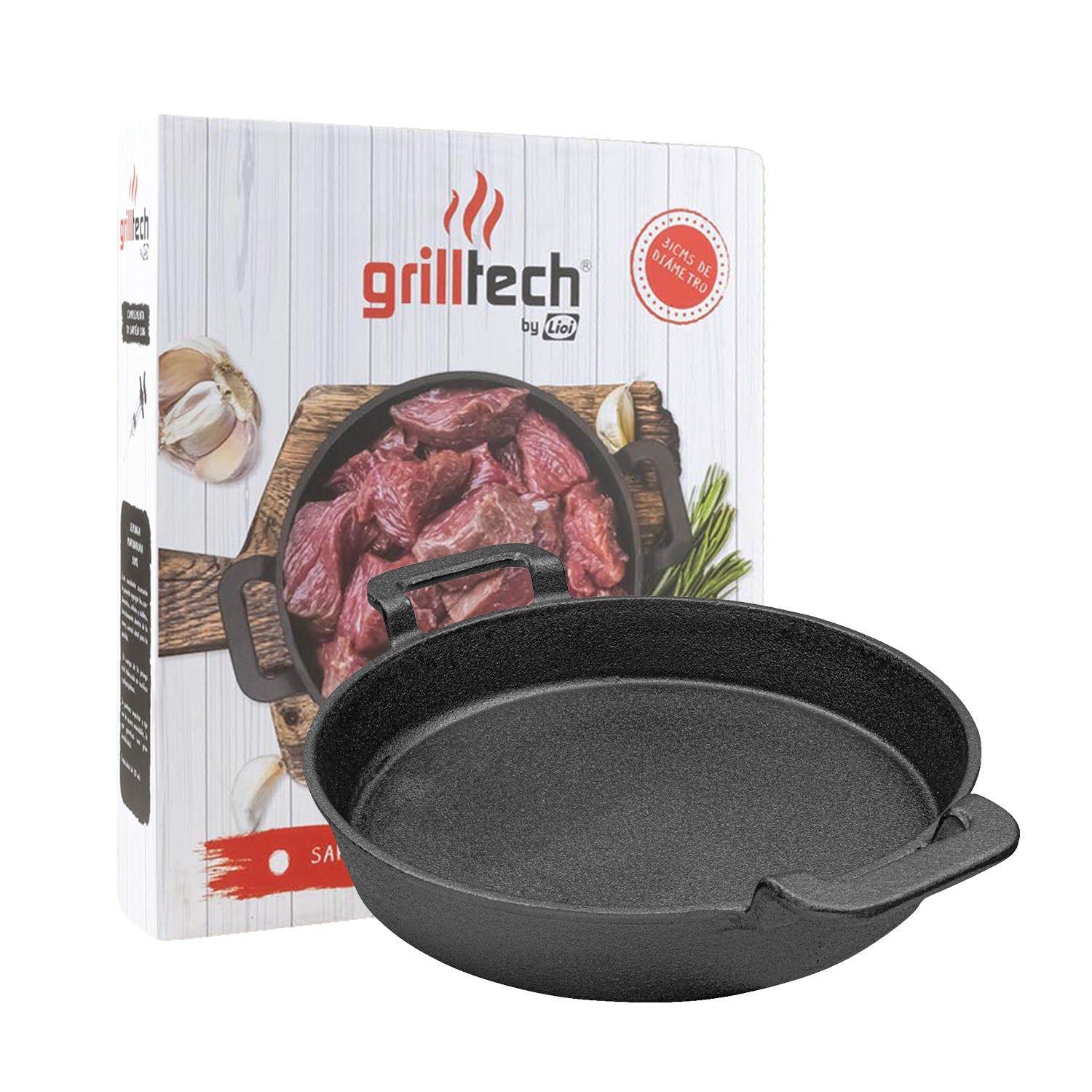 Sartén Con Asas Hierro Fundido 30cm Premium Cocina Grilltech Negro-7