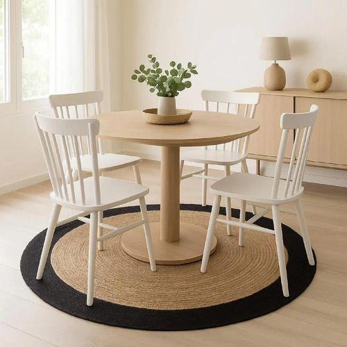 Alfombra Redonda Yute 120 Cm Borde Negro Atmosphera Para Living 1.2 M-3