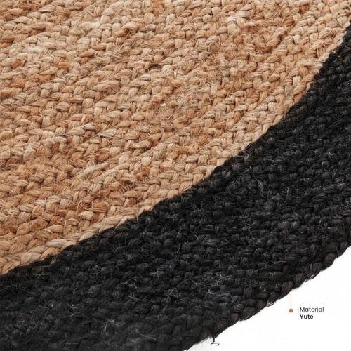 Alfombra Redonda Yute 120 Cm Borde Negro Atmosphera Para Living 1.2 M-2