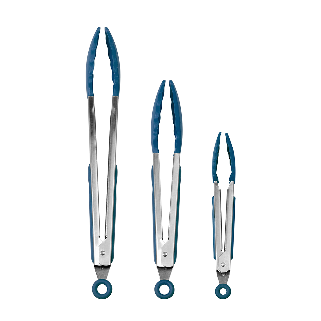 Pinzas Cocina Fta Silicona Azul Acero Inoxidable Pack 3 Lavavajillas-2