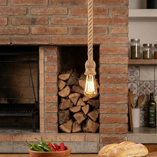 Soquete Colgante Decorativo Yute Vintage Retro Soga E27 Yute Natural / Negro (canopy)-3
