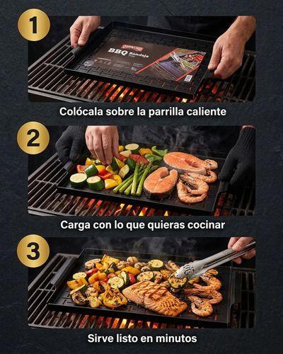 Grill Bandeja Asado Parrilla Saltear Verduras Pescado Bbq Negro-1