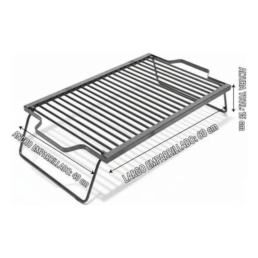 Parrilla A Carbón Leña Portátil Plegable 60x40 Camping Negro-1