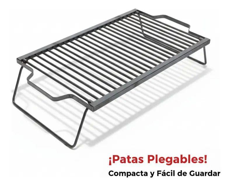 Parrilla A Carbón Leña Portátil Plegable 60x40 Camping Negro-2