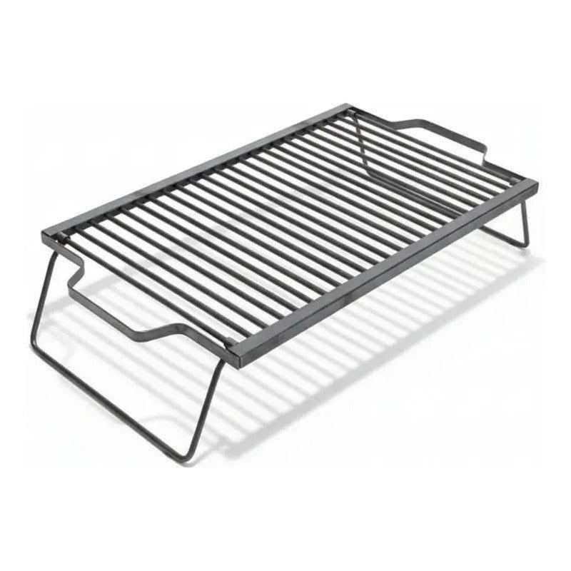 Parrilla A Carbón Leña Portátil Plegable 60x40 Camping Negro-3