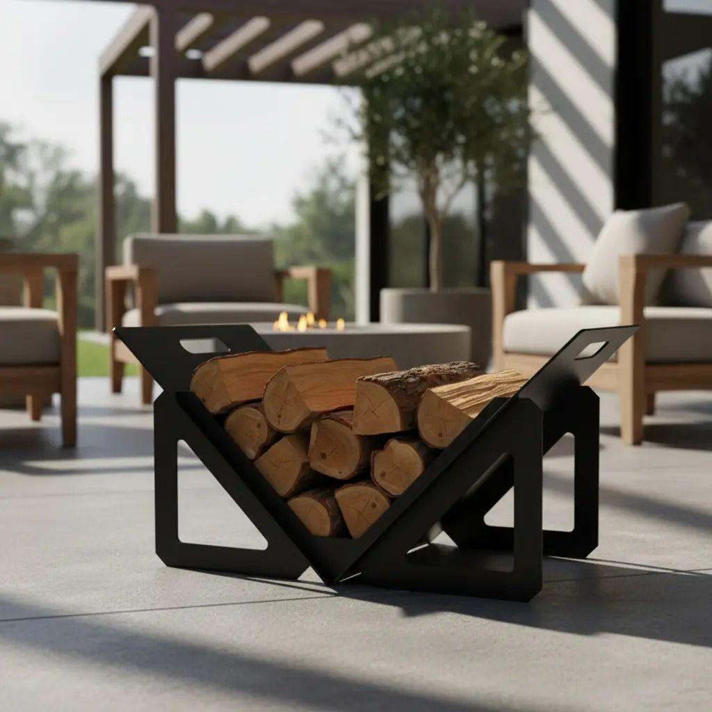 Leñero De Acero Premium 60x40cm Para Brasero Estufa Parrilla-2