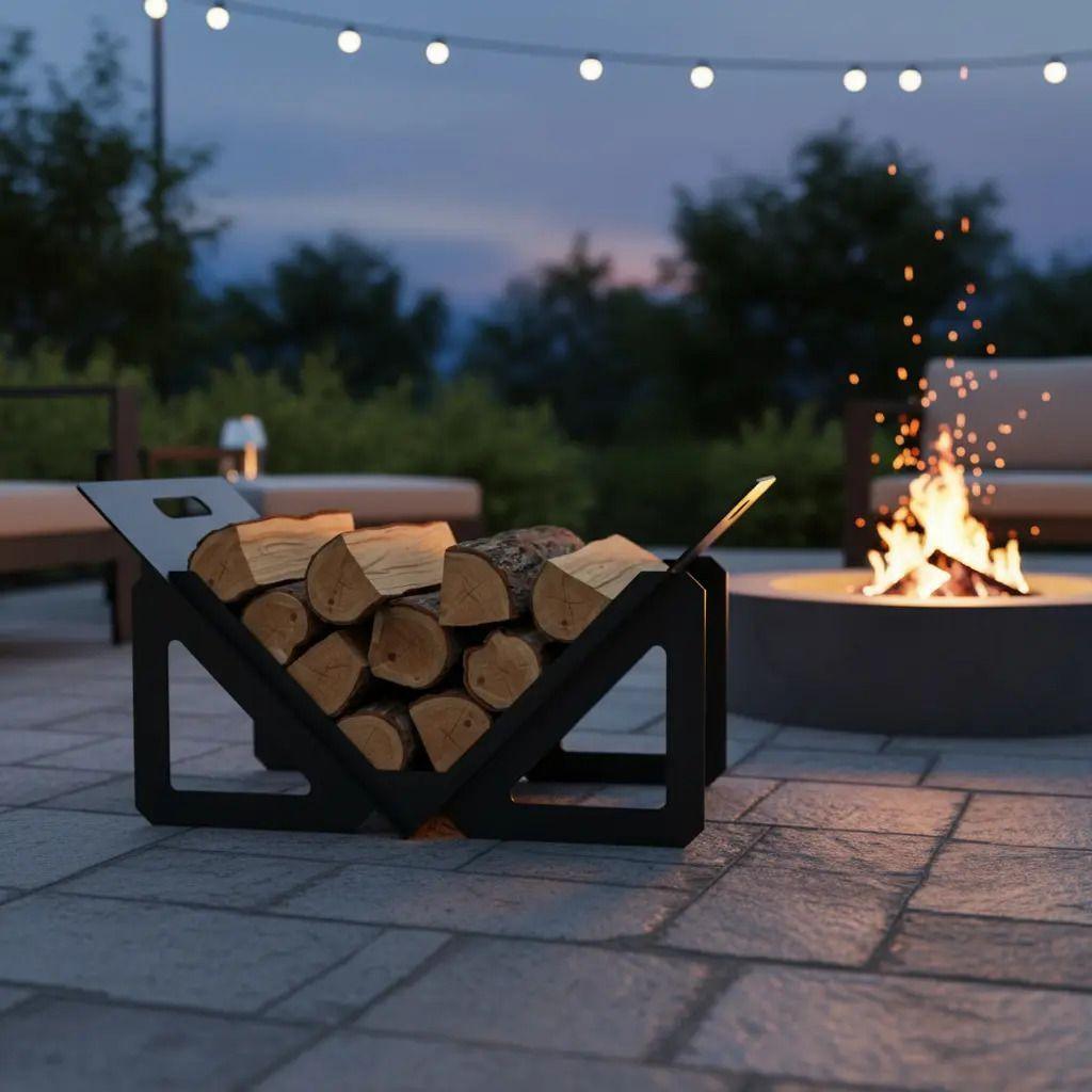 Leñero De Acero Premium 60x40cm Para Brasero Estufa Parrilla-6
