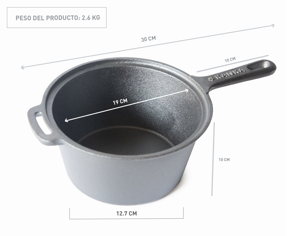 Olla Salsero Kanka Hierro Fundido Cocina Parrilla Salsas Negro-4