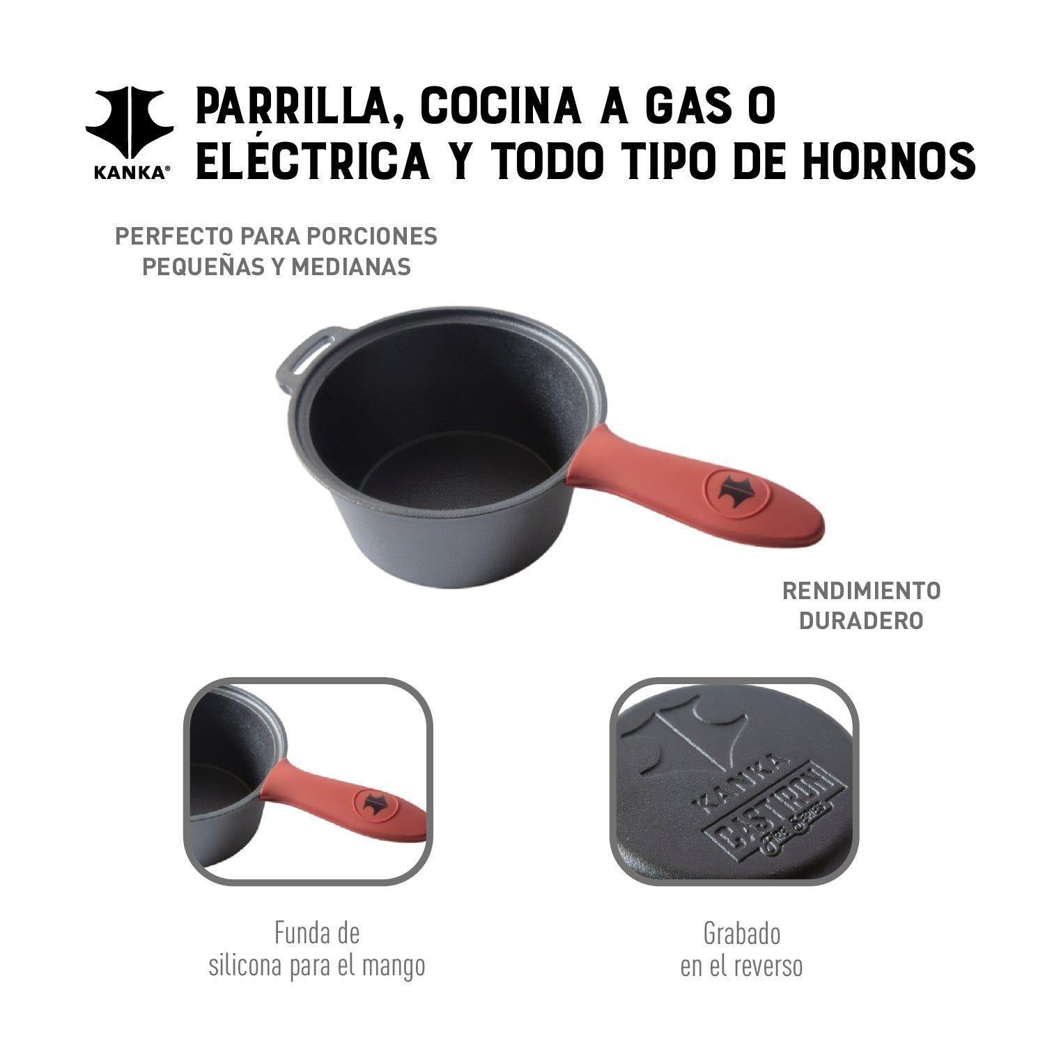 Olla Salsero Kanka Hierro Fundido Cocina Parrilla Salsas Negro-3