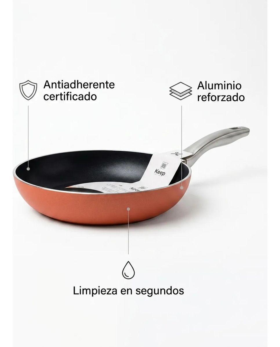Sartén 24cm Keep Antiadherente Aluminio Reforzado Colores Coral-3