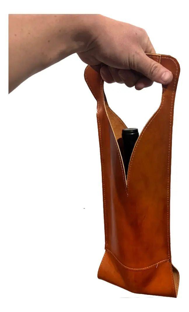 Porta Botella De Vino De Cuero Para Regalo Café-2