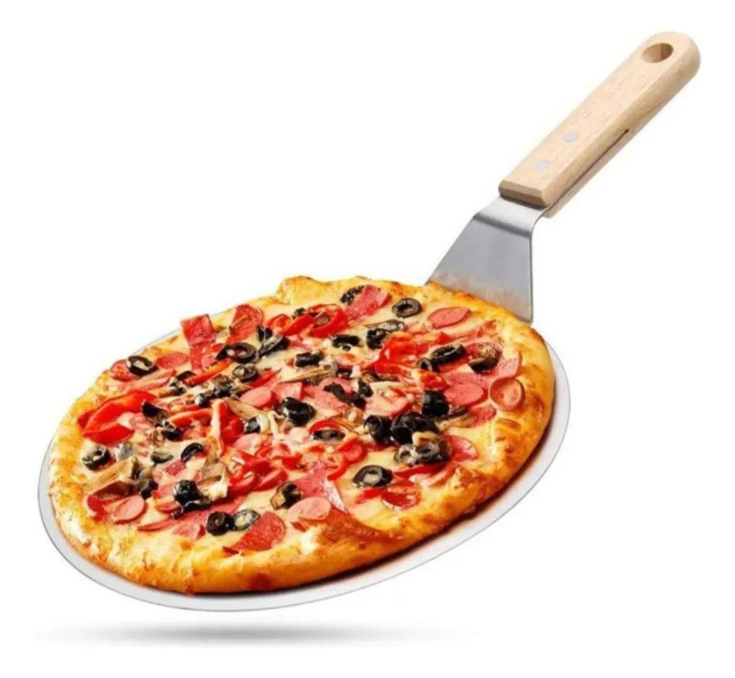 Pala Pizza Redonda 30cm Mango Madera Cocina Horno Pastelería Gris-3