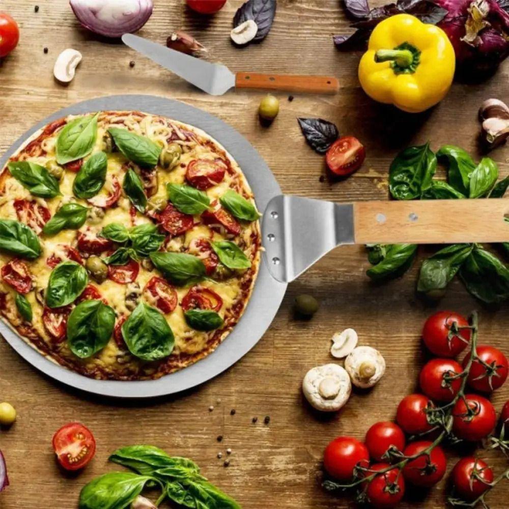 Pala Pizza Redonda 30cm Mango Madera Cocina Horno Pastelería Gris-4