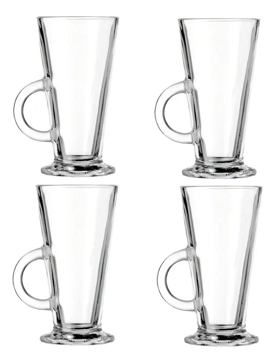 Set 4 Tazas De Café Vidrio Acapulco X L Capuccino Té 280ml Color Transparente-0