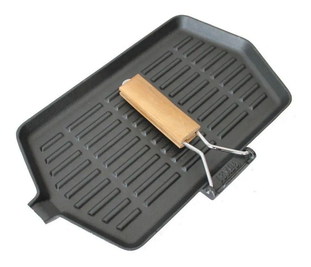 Sarten Churrasquera Fierro Fundido 21x35cm Abatible Café-4
