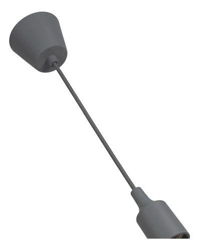Soquete Lámpara Colgante Goma Colores Iluminación Deco E27 Gris-3