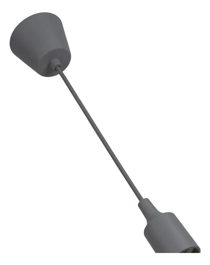 Soquete Lámpara Colgante Goma Colores Iluminación Deco E27 Gris-1
