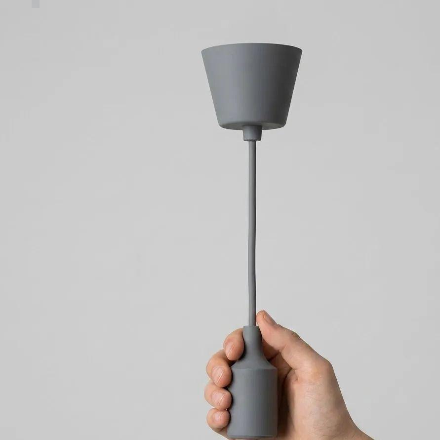 Soquete Lámpara Colgante Goma Colores Iluminación Deco E27 Gris-2