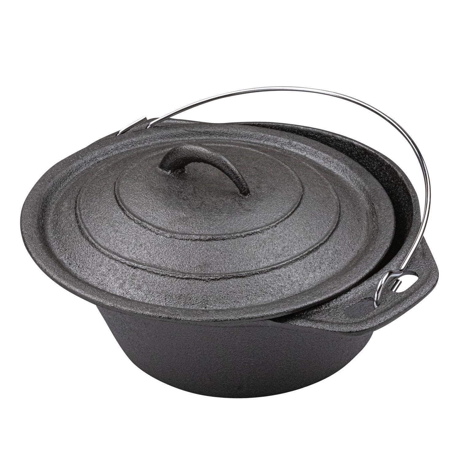 Olla Holandesa De Hierro Fundido 25cm Con Tapa Grilltech 4l Negra Negro-0