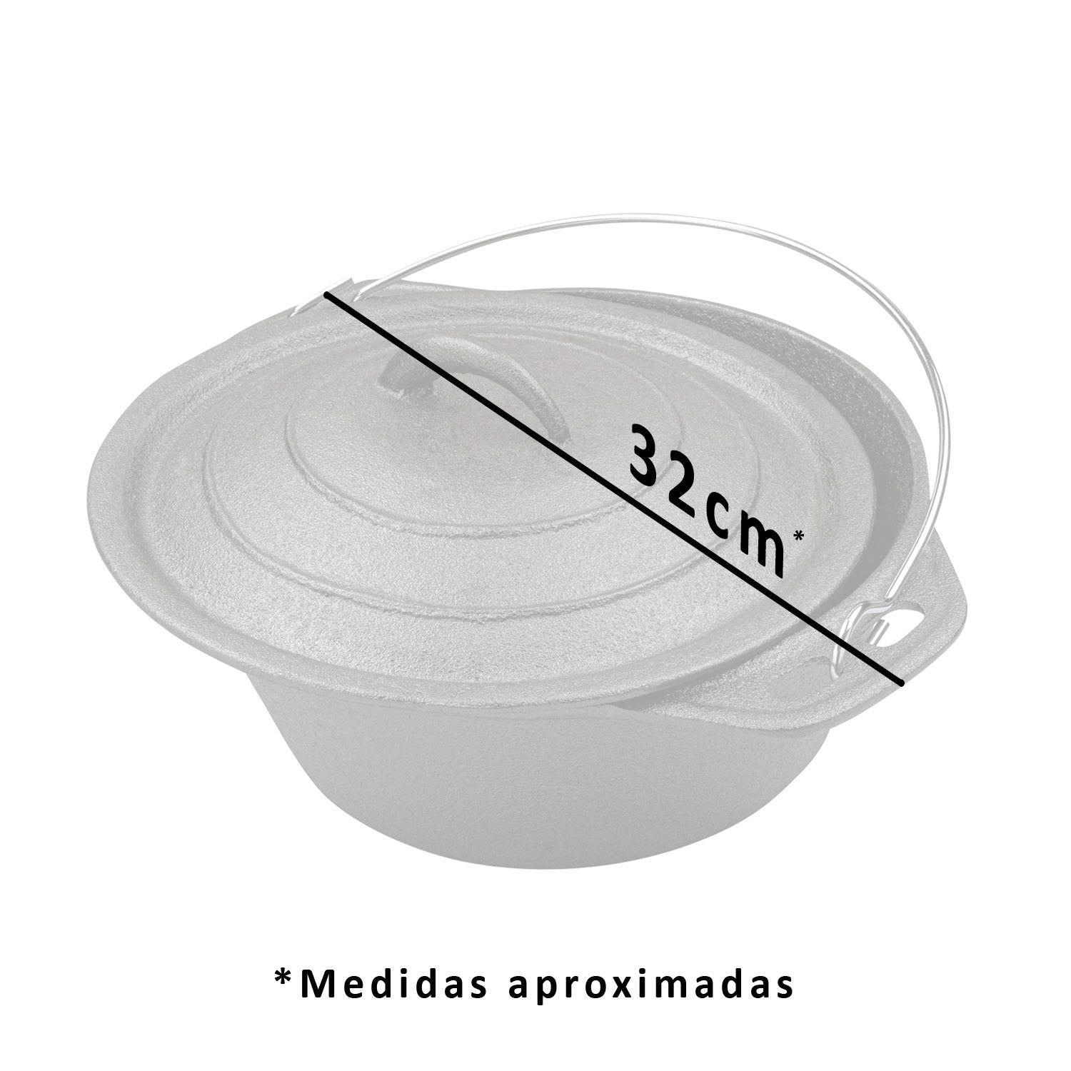 Olla Holandesa De Hierro Fundido 25cm Con Tapa Grilltech 4l Negra Negro-2
