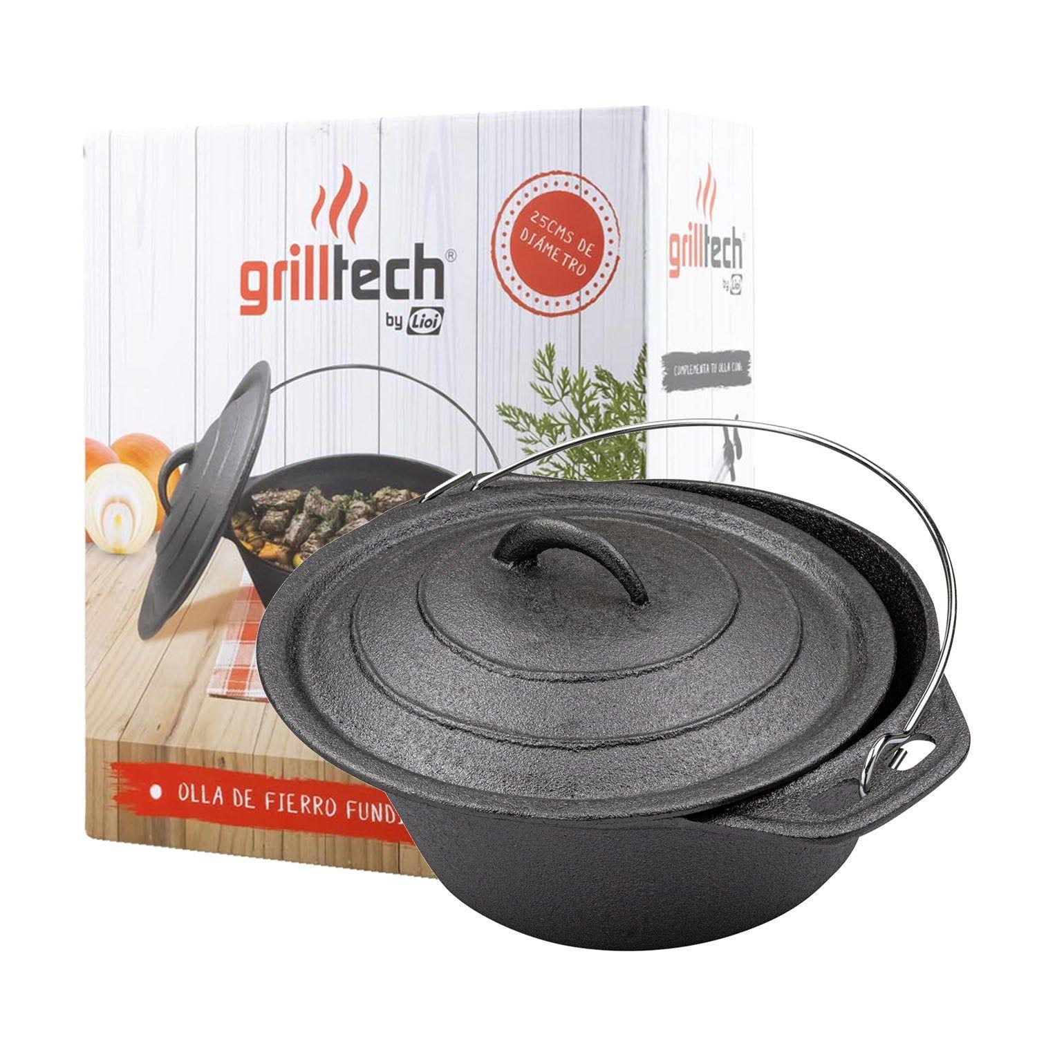 Olla Holandesa De Hierro Fundido 25cm Con Tapa Grilltech 4l Negra Negro-6