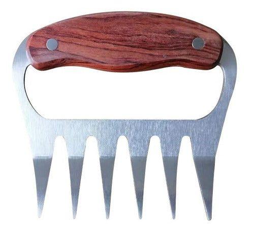 Garra De Oso Acero Inoxidable Quincho Bbq Madera Acacia Parrilla-1