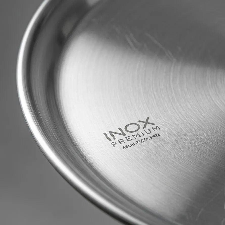 Bandeja Redonda Molde Acero Inoxidable 45cm Pizza Cocina Gris-5