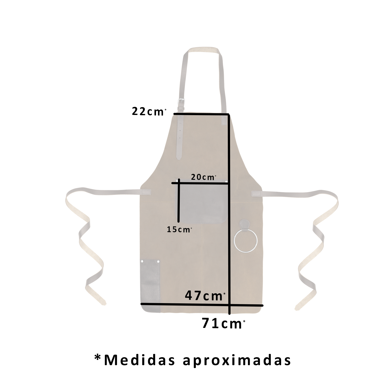 Delantal Pechera Parrillera Cuero Coñac Premium Color Marrón Diseño De La Tela Liso-1