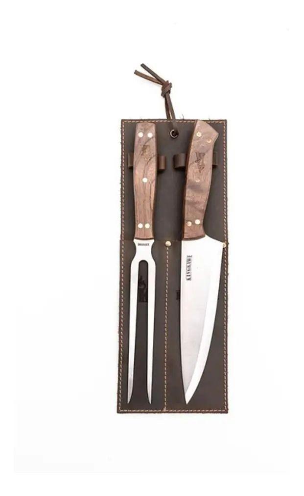 Set Cuchillo Tenedor Funda Cuero Kangkawe Premium Parrilla-0